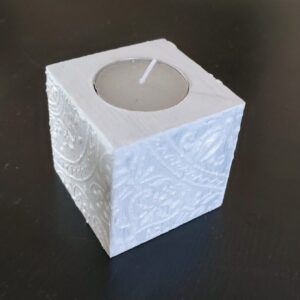 Petit bougeoir déco en relief blanc