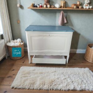 Coffre à jouet blanc bleu