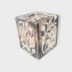 Bougeoir en bois déco relief effet vieilli