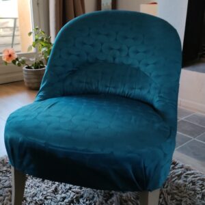 Fauteuil crapaud bleu canard